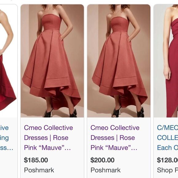 C/MEO COLLECTIVE WE WOKE UP HIGH/LOW STRAPLESS DRESS IN ROSEWOOD - Picture 9 of 9